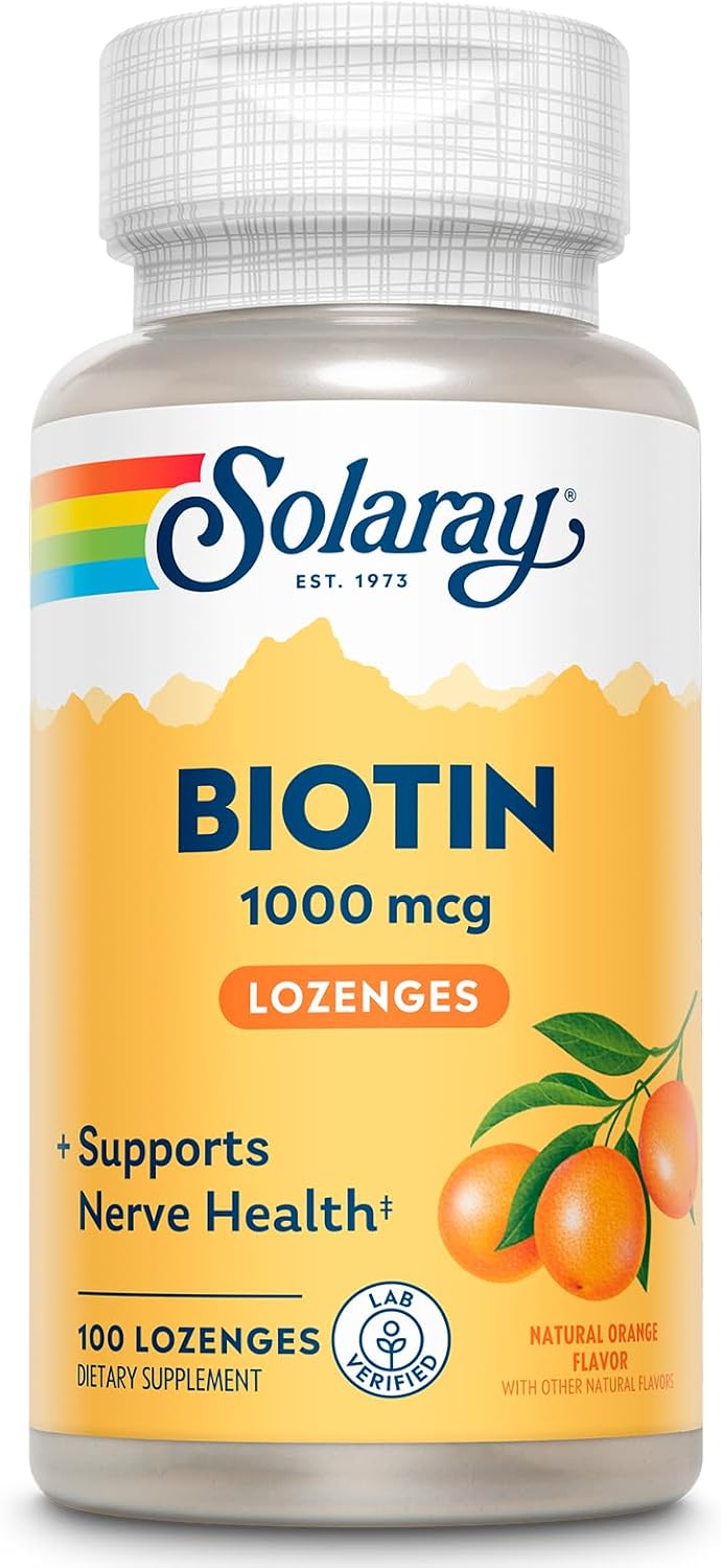SOLARAY Biotin Supplement 5000 mcg - Pure Biotin for Hair, Skin and Nails - 60 Lozenges - görsel 8