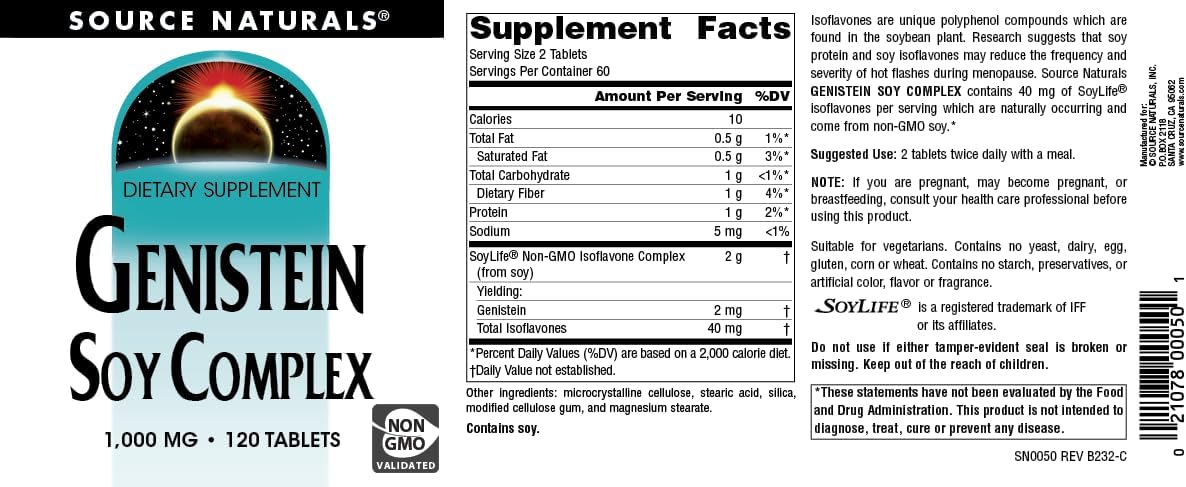 Source Naturals Genistein Soy Complex 1000 mg - 120 Tablets - görsel 4