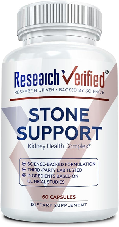 Research Verified Stone Support - Optimal Kidney Stone Defence with Chanca Piedra, Crataeva Nurvala, BioPerine - Vegan - 60 Capsules