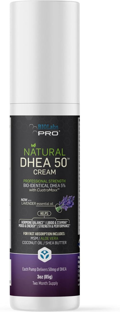 DHEA Cream 50mg for Women's and Men - Maximum Strength, Unscented (3oz / 90mL)