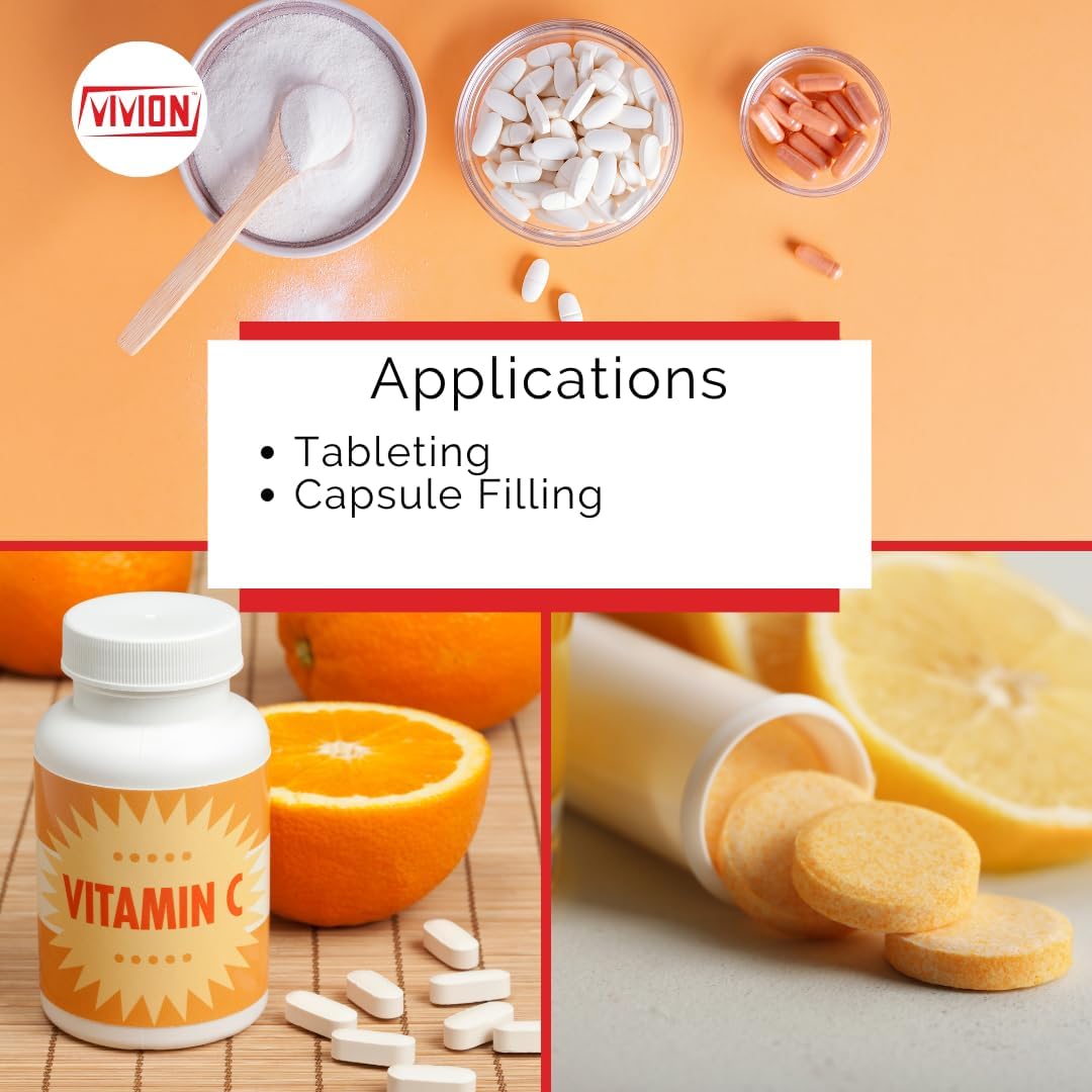 Vitamin C DC Powder - 1 kg - Ascorbic Acid & HPMC Blend - Tablet Binder Direct Compression Excipient - Pure Antioxidant - USP/FCC/BP/PH-EUR - görsel 3