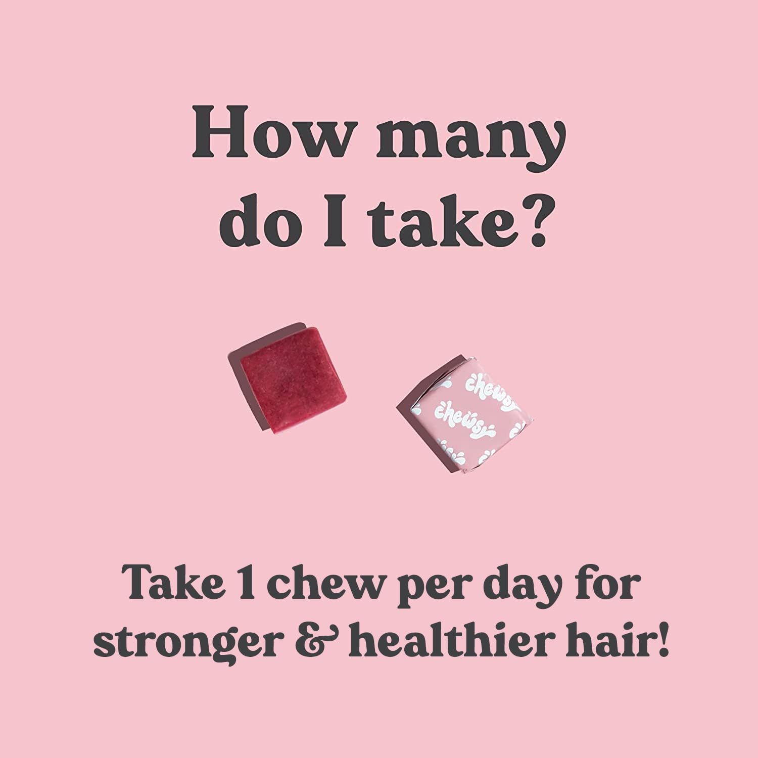 Chewsy - Beautiful Hair Chews - Promotes Stronger, Healthier Hair, Biotin, Vitamins C, A, B12, D3, Goji Berry - 6-Day Supply - görsel 3
