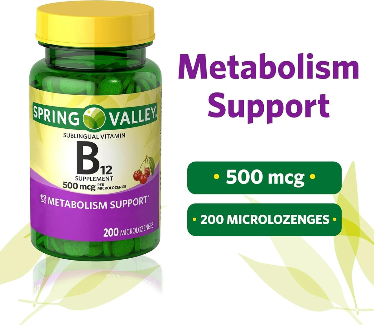 Spring Valley Sublingual B12 500 mcg – 200-day supply at one lozenge per day – Image 6