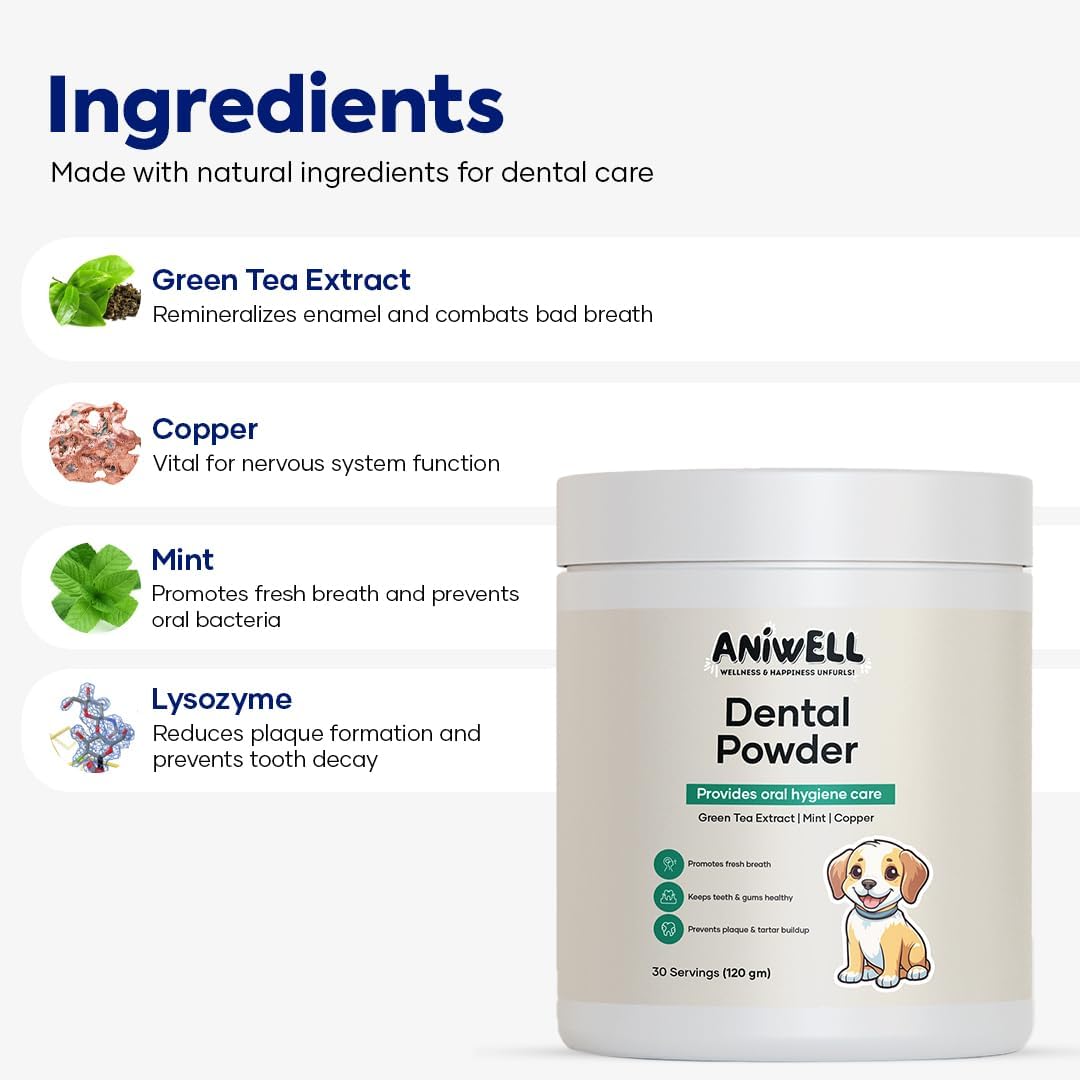 Aniwell Dog Dental Powder - Powered by Herbal Extracts for Fresh Breath and Dental Support (Pack of 3) - görsel 2