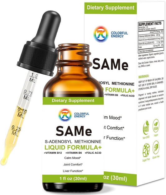 7c SAM-e Liquid Supplement - S-Adenosylmethionine with Vitamin B6 & B12, 1 fl oz (30 Servings) – Image 1
