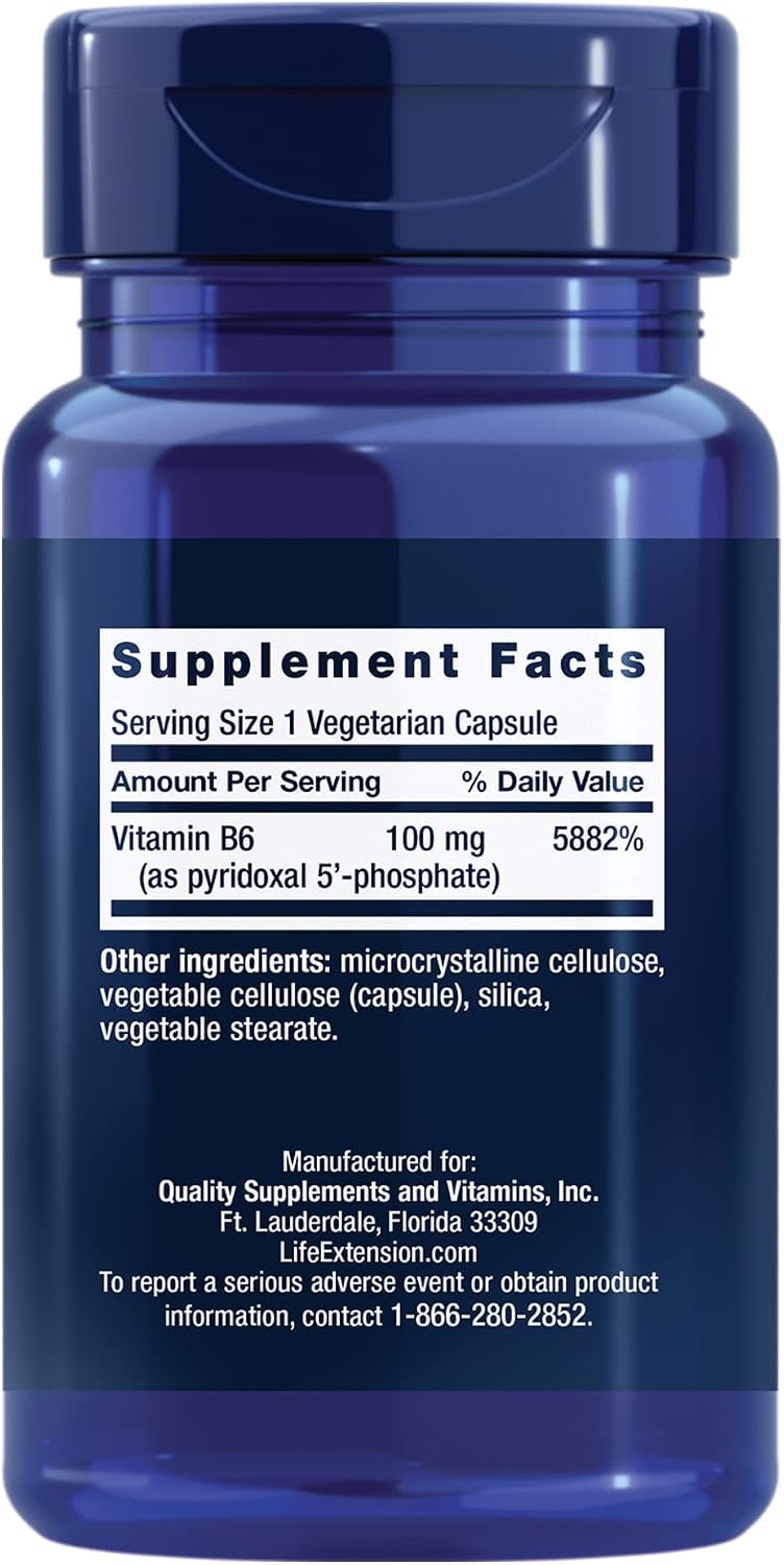 Life Extension Pyridoxal 5'-Phosphate (P5P) - Vitamin B6 100 mg, 60 Vegetarian Capsules - görsel 2