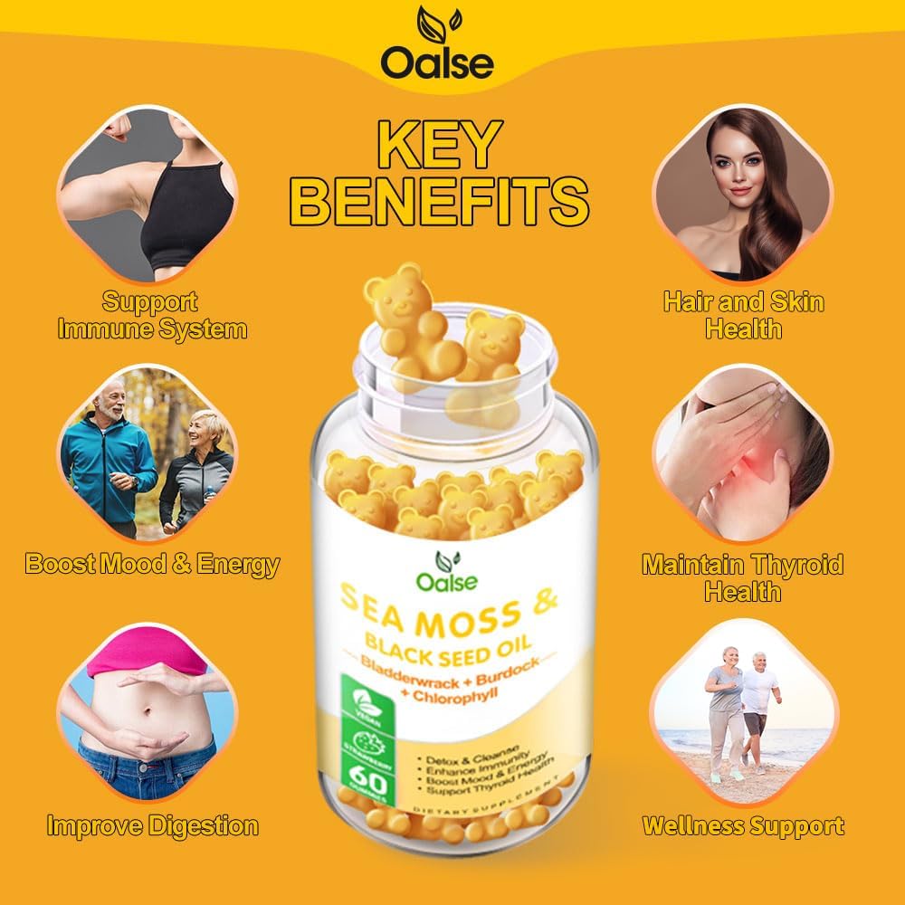 OALSE Sea Moss Gummies – 2000mg with Bladderwrack, Burdock Root & Elderberry (2-Pack) - görsel 2