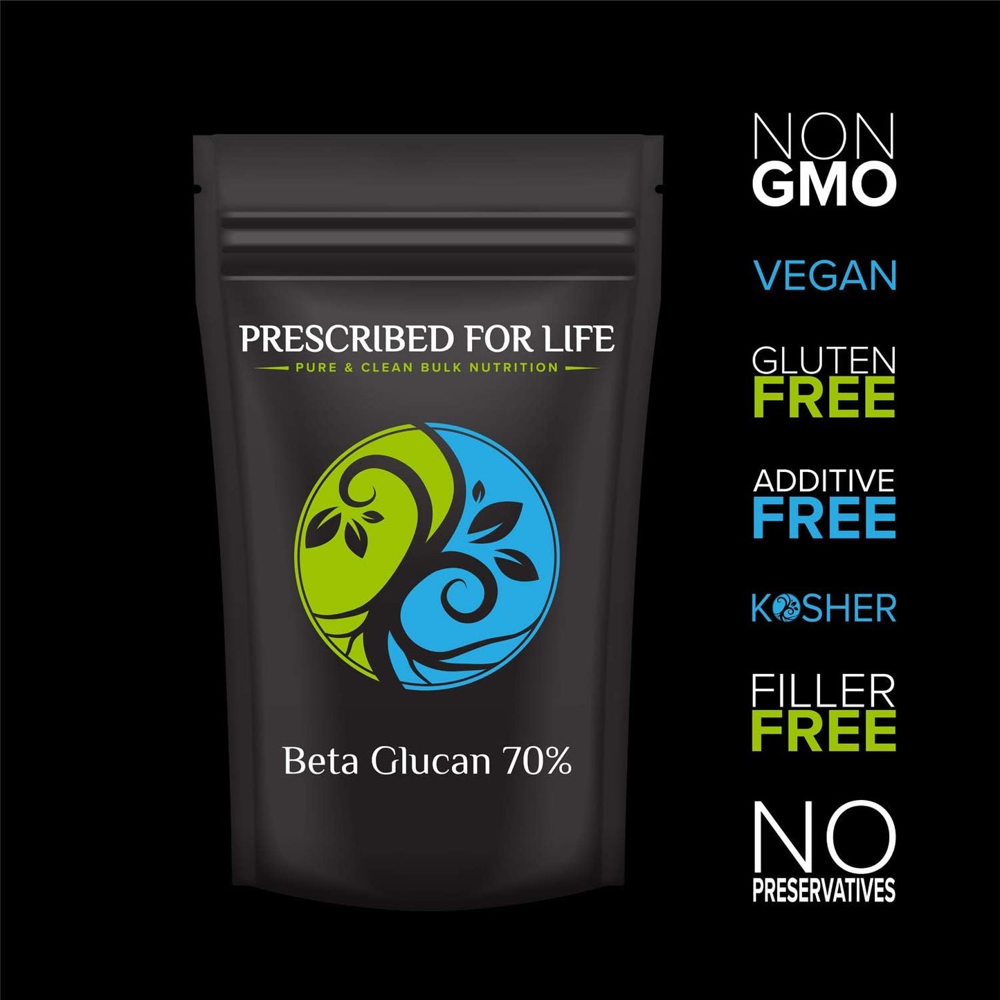 Prescribed For Life Beta Glucan Powder, Vegan Beta 1,3 Glucan 70% Anhydrous, Natural Soluble Dietary Fibre Supplement (10kg) - görsel 2