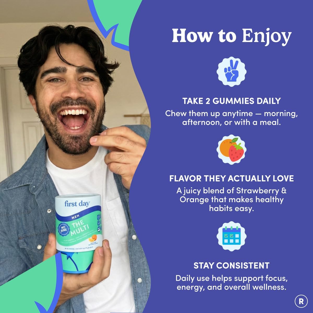 FIRST DAY Multivitamin for Men + Organic – Vitamin D3 (Cholecalciferol): Essential for bone health and immune – Image 8