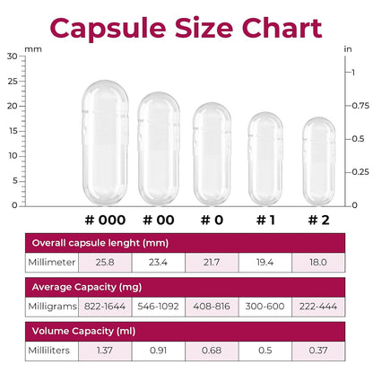 ATLEMISME Empty Gelatine Capsules Size 0 - Clear Empty Capsules 500 Count - Kosher and Halal Pure Gelatine Capsules - DIY Powder Filling