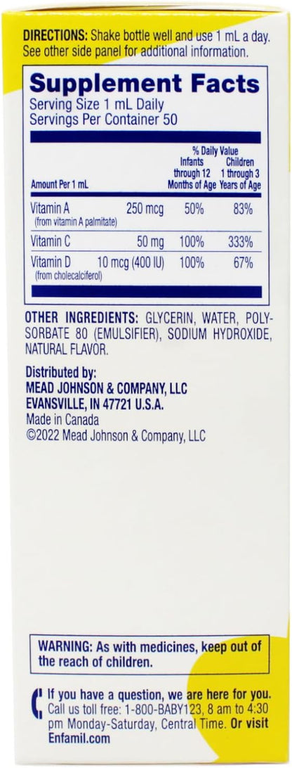 Enfamil Tri Vi Sol Infant Multivitamin Drops with Dropper, 50 mL