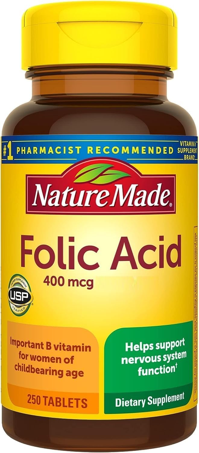 Nature Made Folic Acid 400 mcg Tablets, 250 Tablets - görsel 1