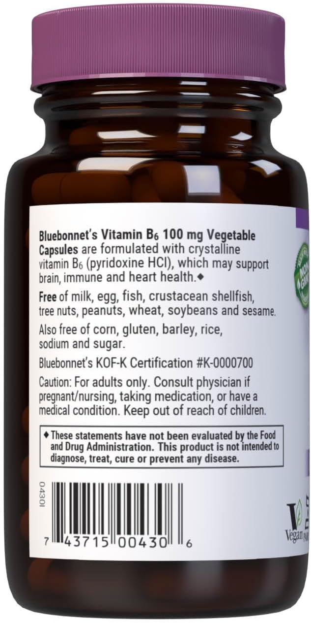 BlueBonnet Vitamin B6 100 mg – Energy, Nervous & Immune Support - görsel 3