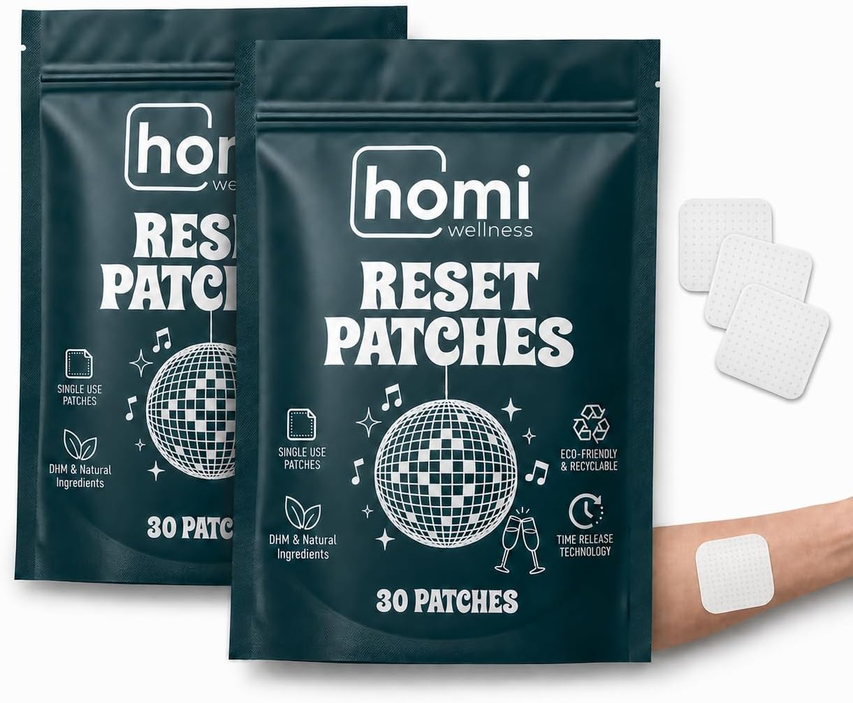 Reset Patches | After Party Recovery Support | DHM 500mg Transdermal Patch | 12-Hour Time-Release | Magnesium + Botanical Blend | 60 Patches - görsel 1