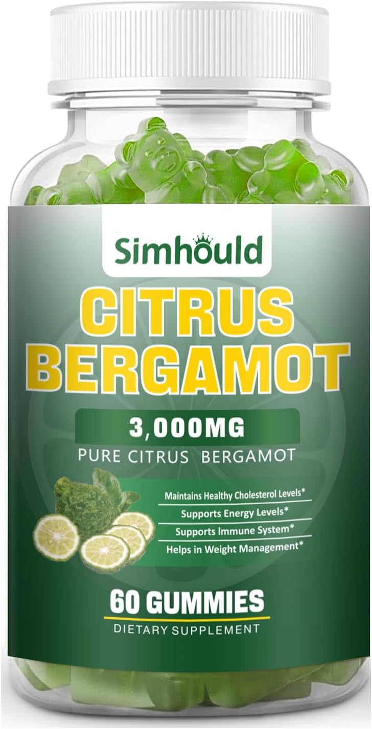 Citrus Bergamot Gummies 3000mg – Cholesterol & Immune Support Supplement, Vegan, Lime Flavour (60 Count) - görsel 1