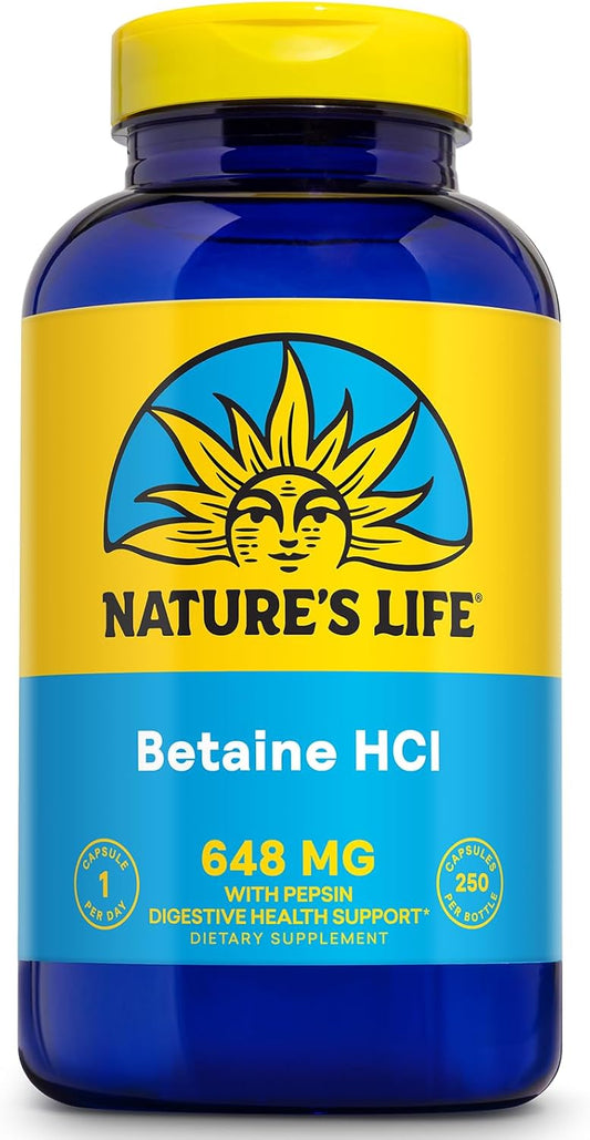 Nature's Life Betaine HCl with Pepsin – 250 Capsules – Image 1