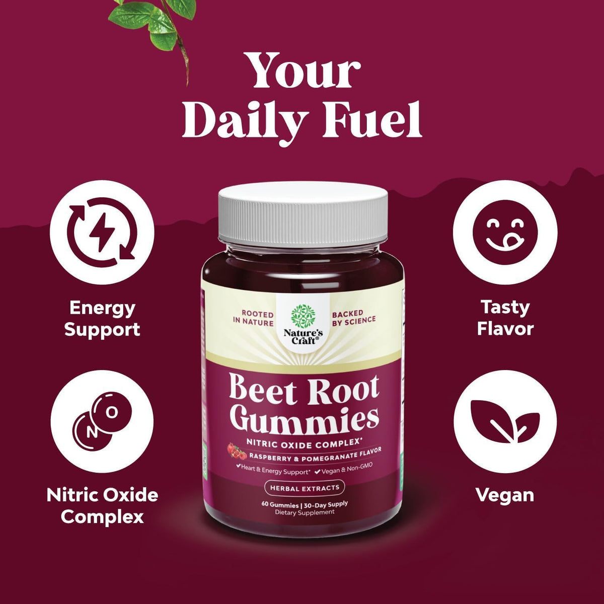 Flow Boosting Beetroot Gummies - Nitric Oxide Support with Pomegranate & Vitamin B12 - 60 Count – Image 3