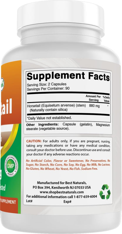 Best Naturals Horsetail 440 mg - 180 Capsules (Pack of 3)