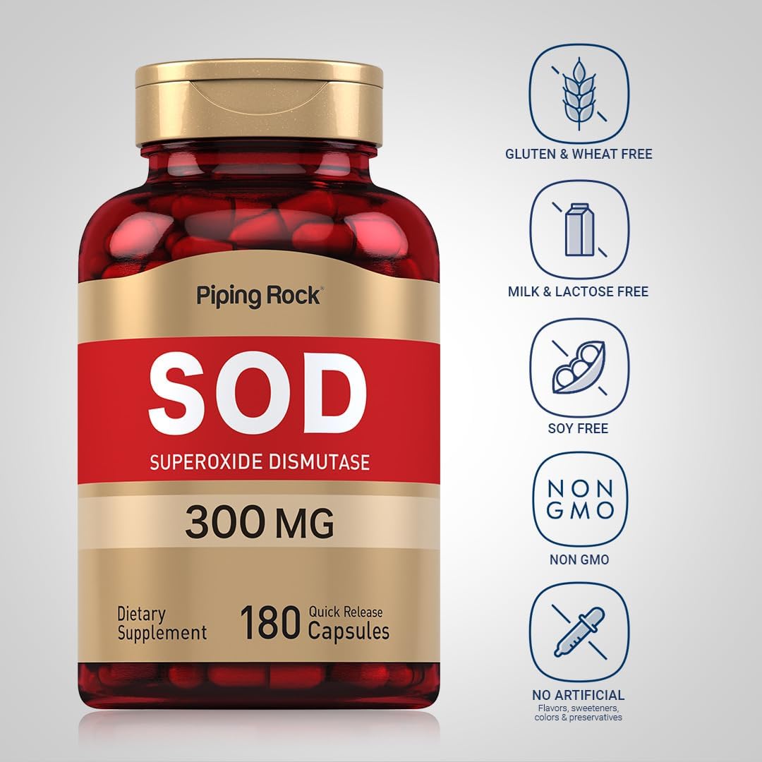 Piping Rock Superoxide Dismutase 300 mg | 180 Capsules - görsel 3
