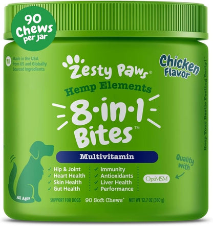 Zesty Paws Multifunctional Bites Dog Multivitamin, Chicken, 90 Chews