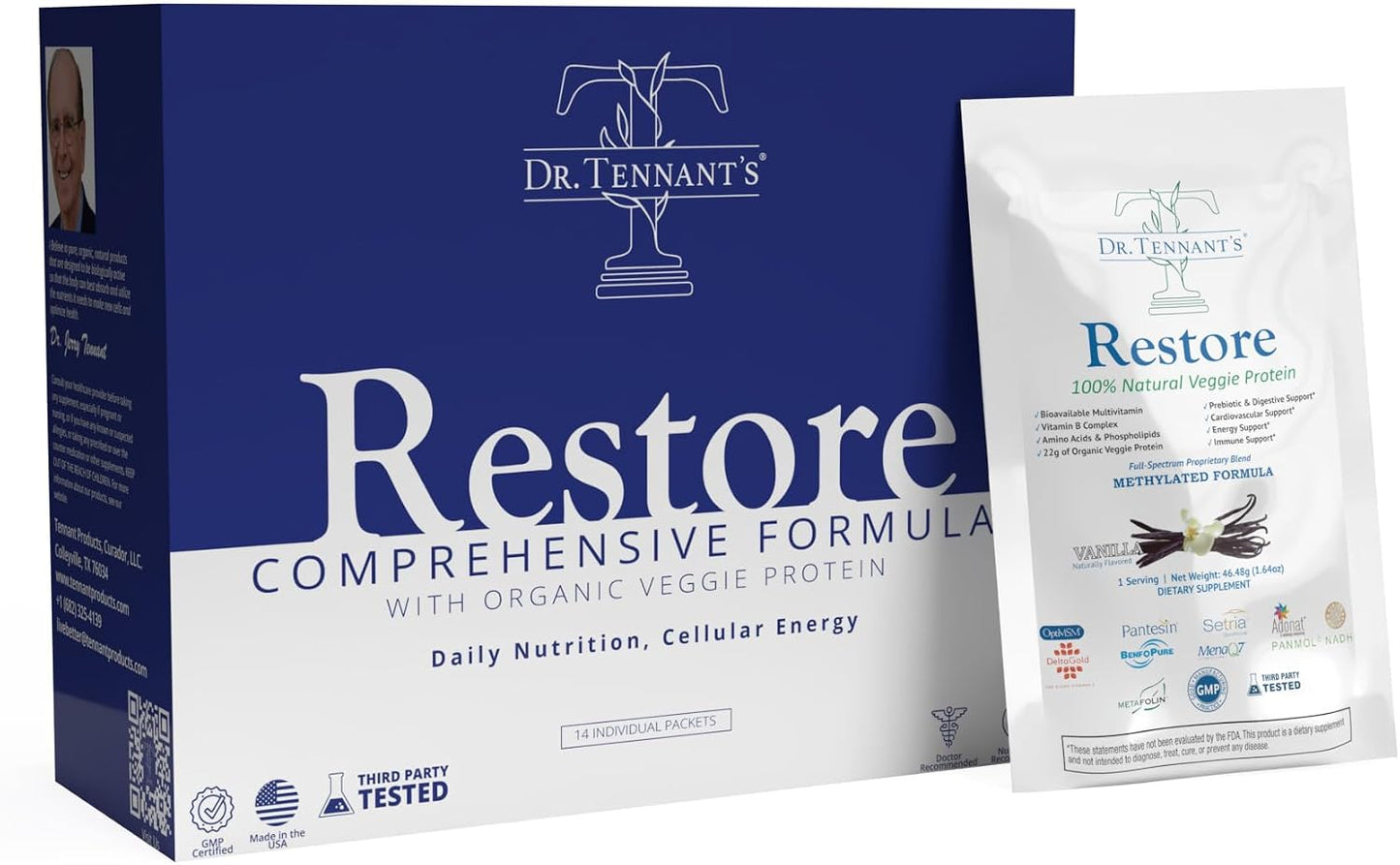 Dr Tennant's Restore Vanilla Shake: 50+ Methylated Vitamins & Minerals with 23g Vegan Protein, 14-Day Supply - görsel 2