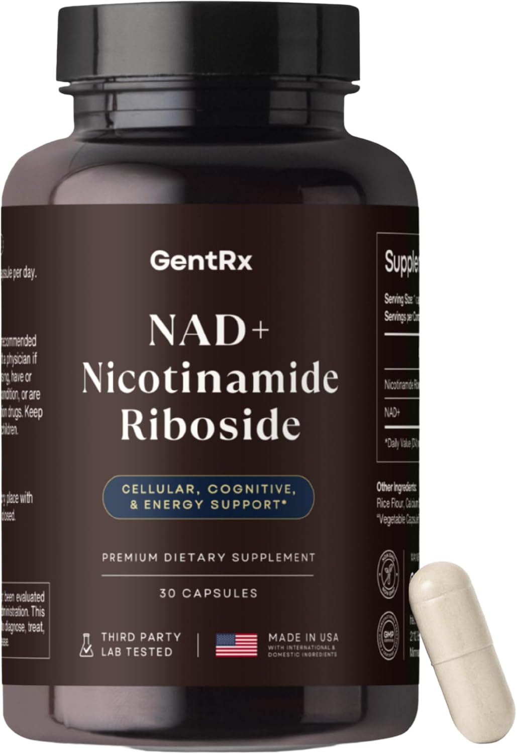 GentRx Third-Party Tested NAD+ & NR – Cellular Energy Support: NAD+ is essential for converting food into cellular – Image 1