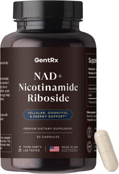 GentRx Third-Party Tested NAD+ & NR – Cellular Energy Support: NAD+ is essential for converting food into cellular – Image 1