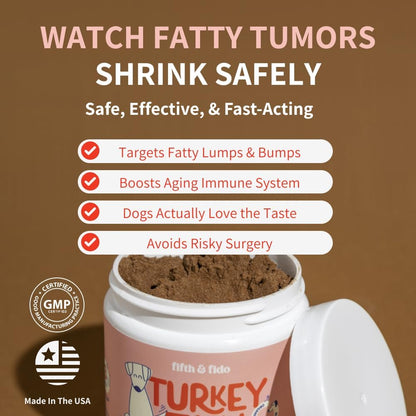 Fifth & Fido Turkey Tail Mushroom for Dogs – Immune Support & Lump Support with Probiotics – Dog Food Topper, 30 Servings