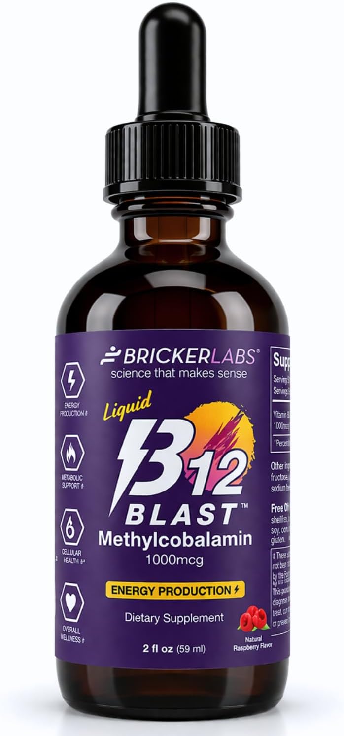 Bricker Labs B12 Blast Methylcobalamin 5000mcg Sublingual Liquid - Vegan B12 Energy Support - görsel 10