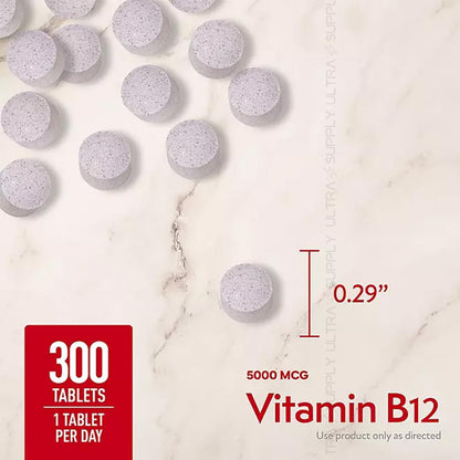 Members Mark Vitamin B12 (300 Tablets) Quick – Pleasant cherry flavour with no artificial additives – Image 3
