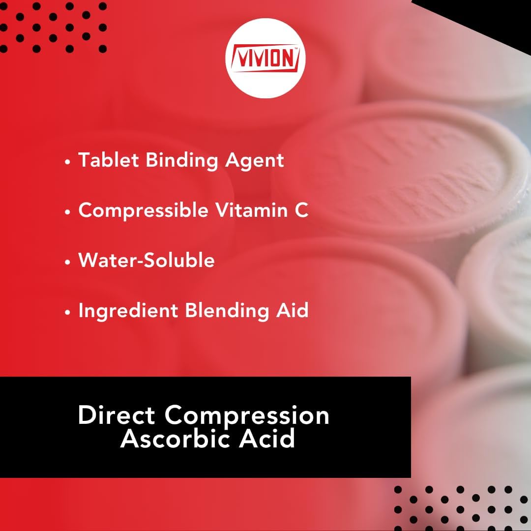 Vitamin C DC Powder - 1 kg - Ascorbic Acid & HPMC Blend - Tablet Binder Direct Compression Excipient - Pure Antioxidant - USP/FCC/BP/PH-EUR - görsel 2