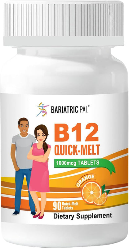BariatricPal 1,000mcg B12 Sugar-free Quick – High Potency: Each tablet delivers 1,000 mcg of vitamin B12 in two – Image 1