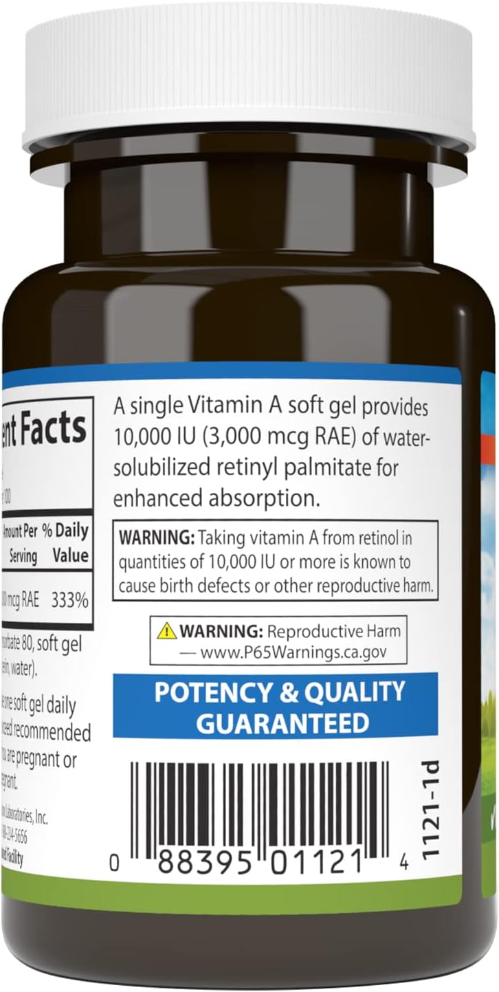 Carlson - Vitamin A Solubilised, 10000 IU (3000 mcg RAE), Water Soluble, Vision Health, 100 Softgels - görsel 3