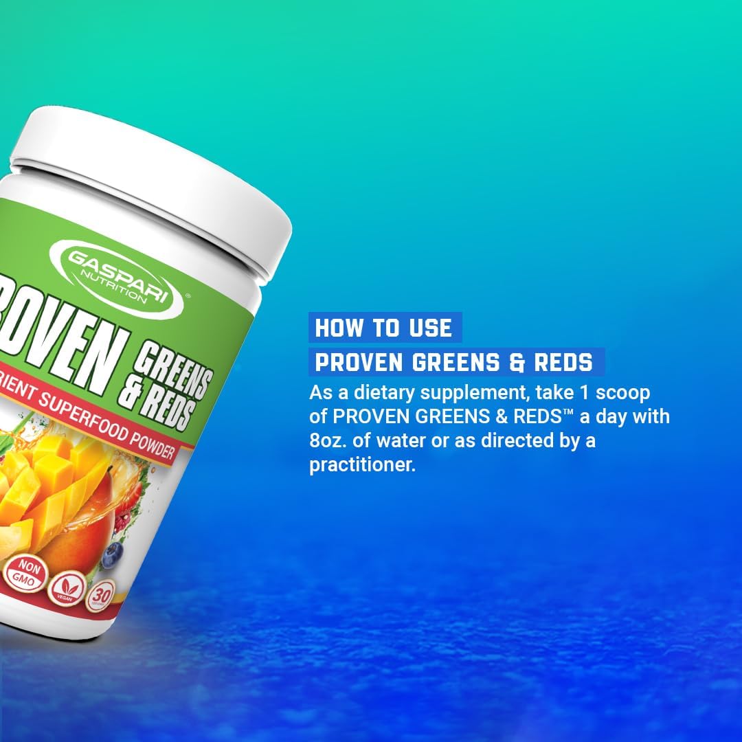 Gaspari Nutrition Greens and Reds: Organic Superfood Powder, Immune Support, Probiotics and Fibre, Vegan and Non-GM (30 Servings, Mango Splash) - görsel 6