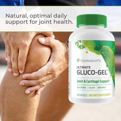 Youngevity Ultimate Gluco-Gel - for Bones, Tendons & Cartilage | Contains Glucosamine, Gelatine & Manganese | 240 Capsules