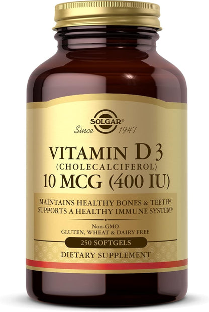 Solgar Vitamin D3 (Cholecalciferol) 10 mcg (400 IU) 250 Softgels
