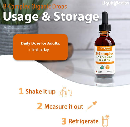 LIQUIDHEALTH USDA Organic Vitamin B Complex – Vitamin B5 (Pantothenic Acid) – Critical for synthesising coenzyme – Image 4