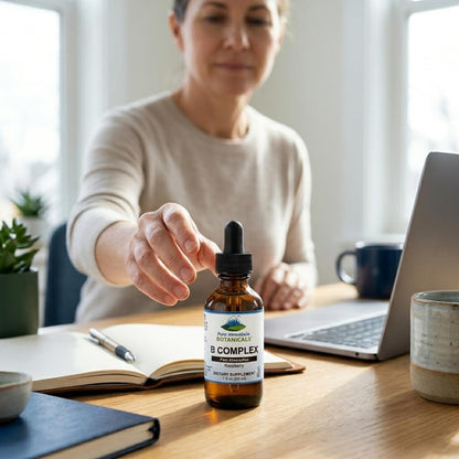 Pure Mountain Botanicals Liquid Vitamin B Complex - B12 B6 Drops - Raspberry Flavour - Kosher Non-GM - 30 Servings