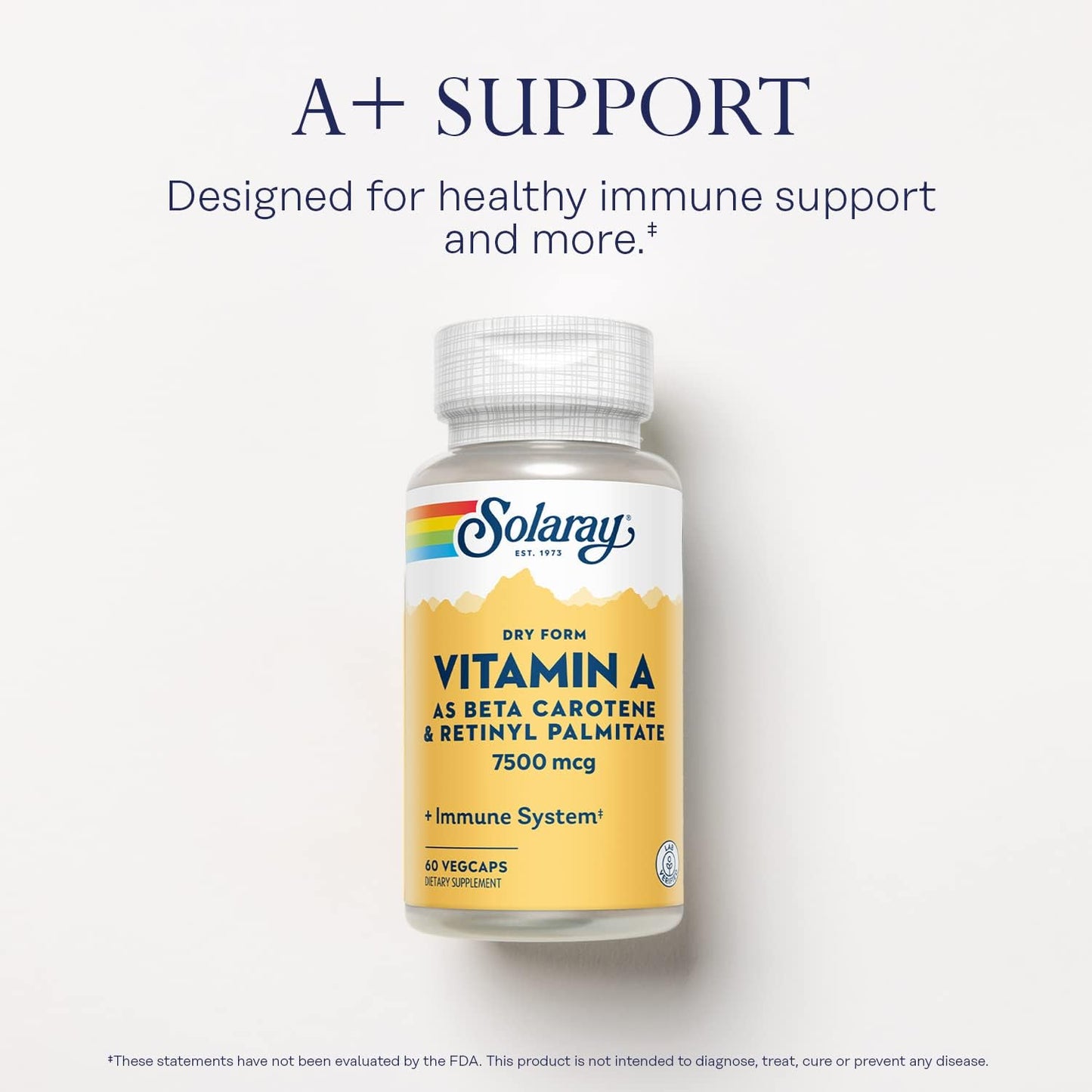 SOLARAY Dry Form Vitamin A - Beta Carotene & Retinyl Palmitate - 60 Veg Caps - görsel 3