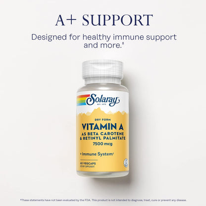 SOLARAY Dry Form Vitamin A - Beta Carotene & Retinyl Palmitate - 60 Veg Caps