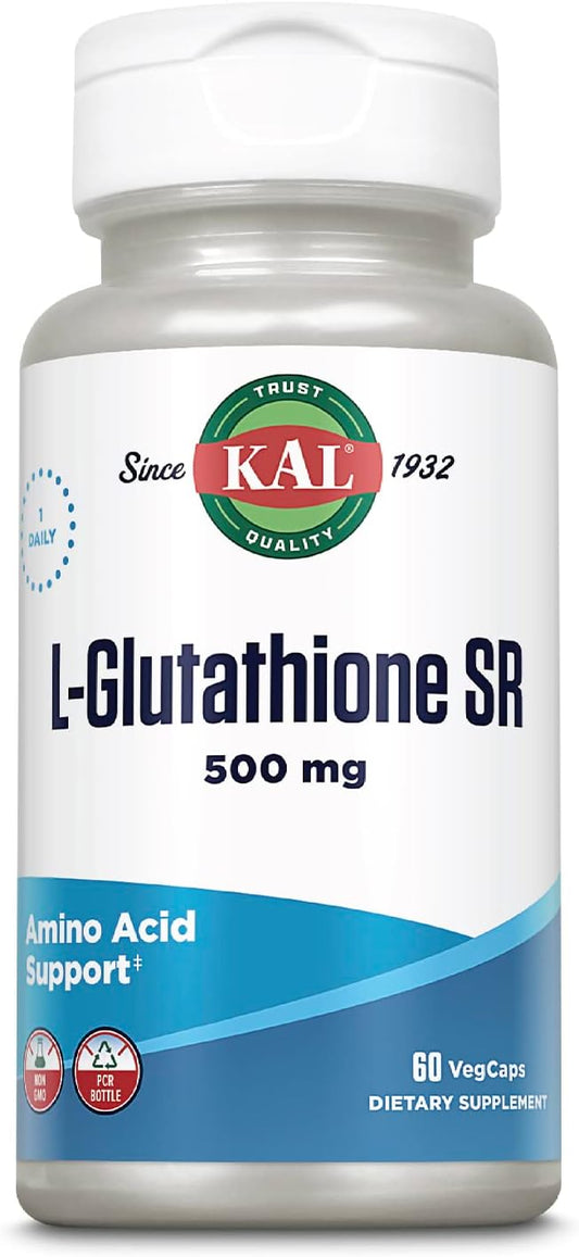 KAL L-Glutathione SR, Reduced Glutathione Supplement, High Absorption Antioxidant, Lab Verified, 60 VegCaps – Image 1