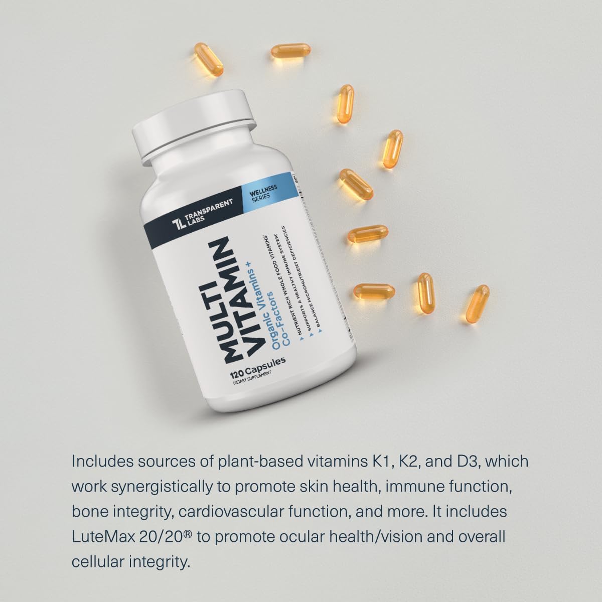 Transparent Labs Daily Multivitamin for Women's – Wholefood-Based, Vegan, Organic – 120 Capsules - görsel 4
