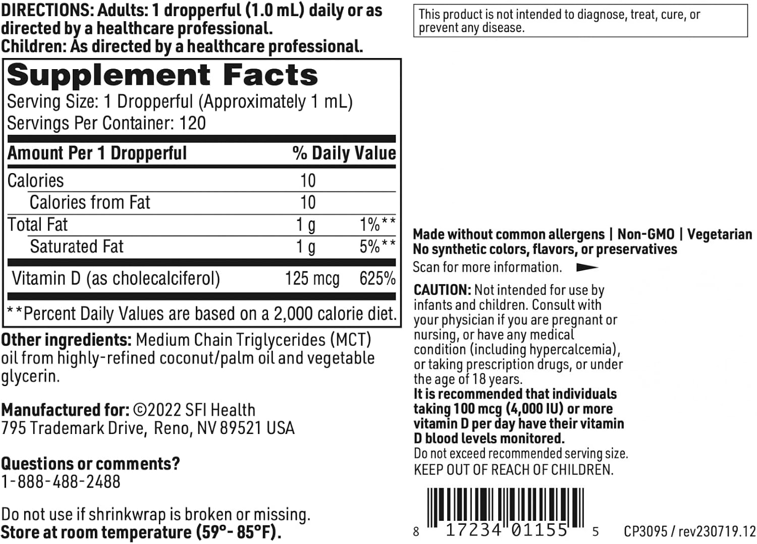 Klaire Labs Vitamin D3 Liquid Drops - High Potency 5000 IU in MCT Oil, 120 mL - görsel 5