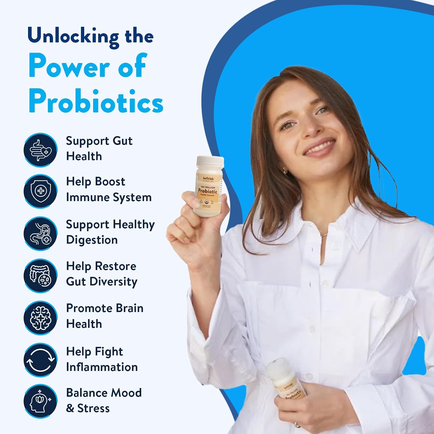 KefirLab Probiotics 100 Trillion CFU - 36 Strains - Vegan & Organic - Vanilla (16-Pack) - görsel 3