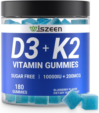 Sugar-free Vitamin D3 K2 Gummies, 10000 IU – Strong Bones and Teeth: The combination of D3, K2, and calcium helps – Image 1