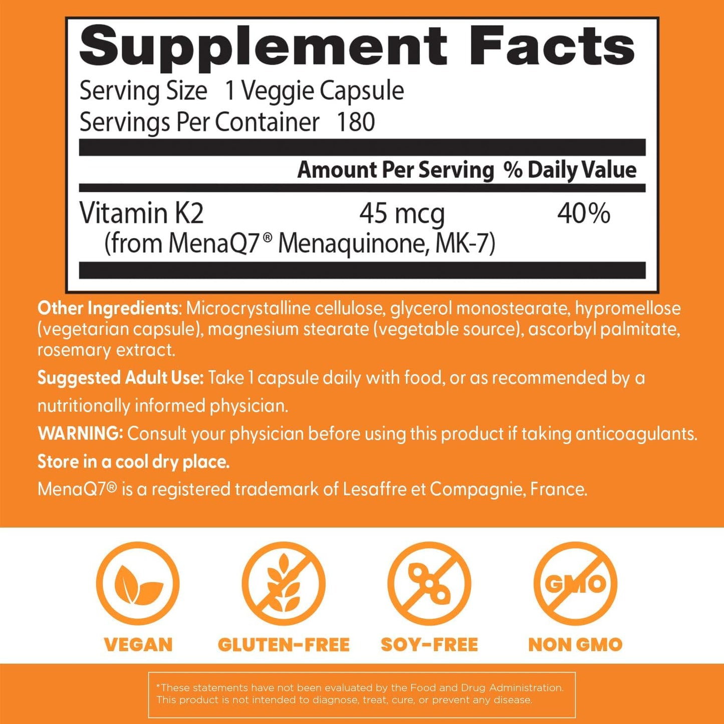 Doctor's Best Natural Vitamin K2 MK7 Supplement with MenaQ7 - 45 mcg, 180 Veg Caps - görsel 3