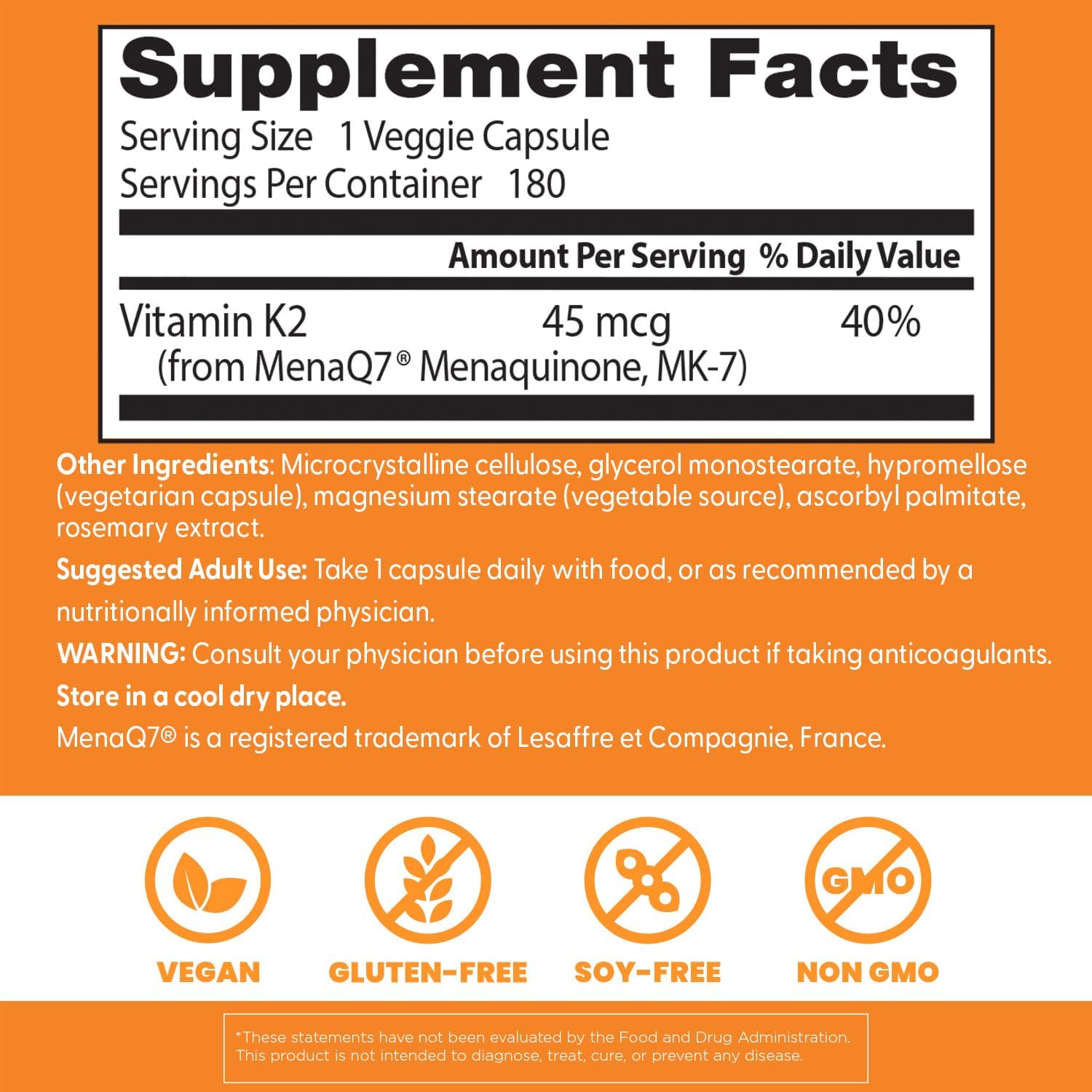 Doctor's Best Natural Vitamin K2 MK7 Supplement with MenaQ7 - 45 mcg, 180 Veg Caps - görsel 3
