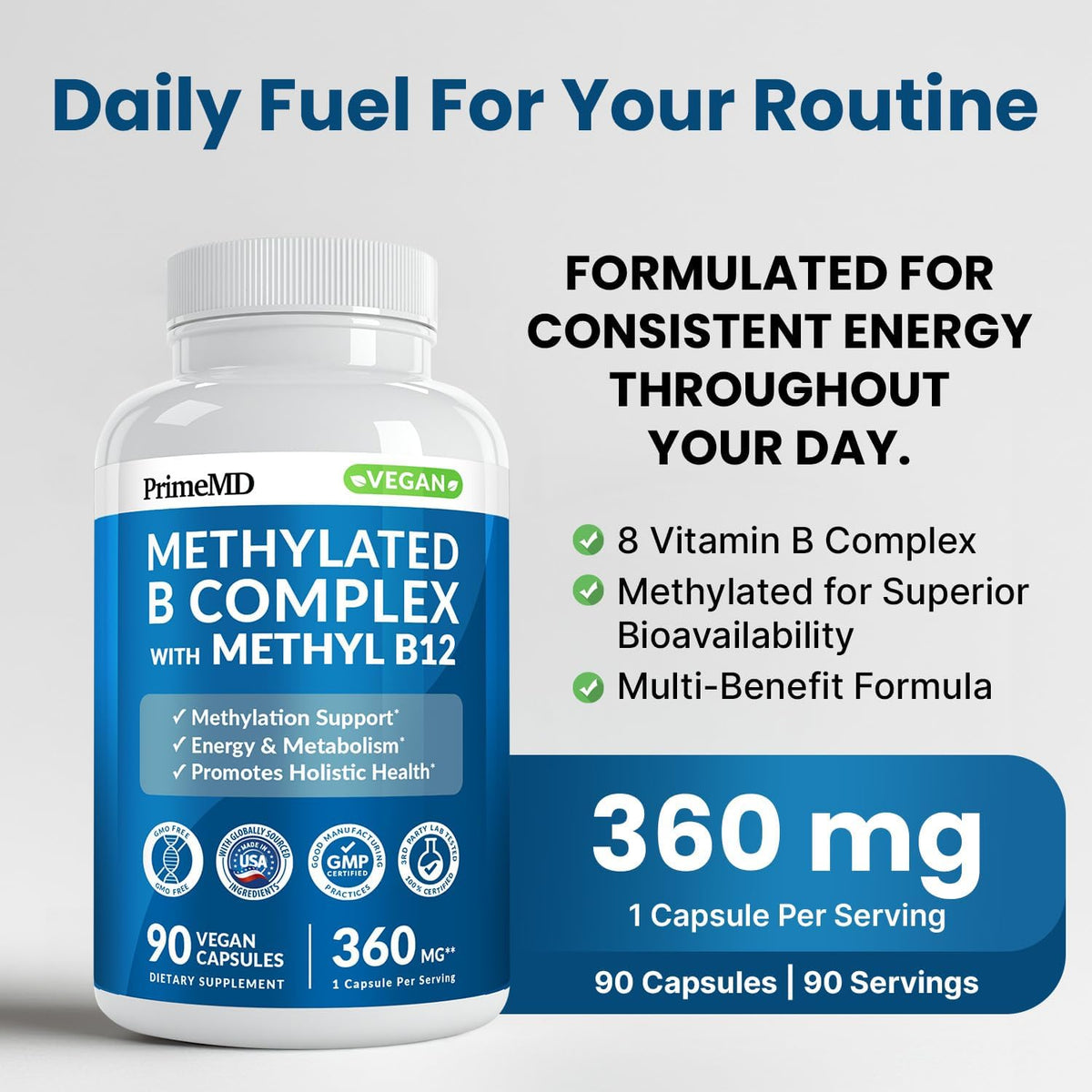 PrimeMD Methylated B Complex with B12 – Brain function and mood: B6, B12, and folate contribute to – Image 2