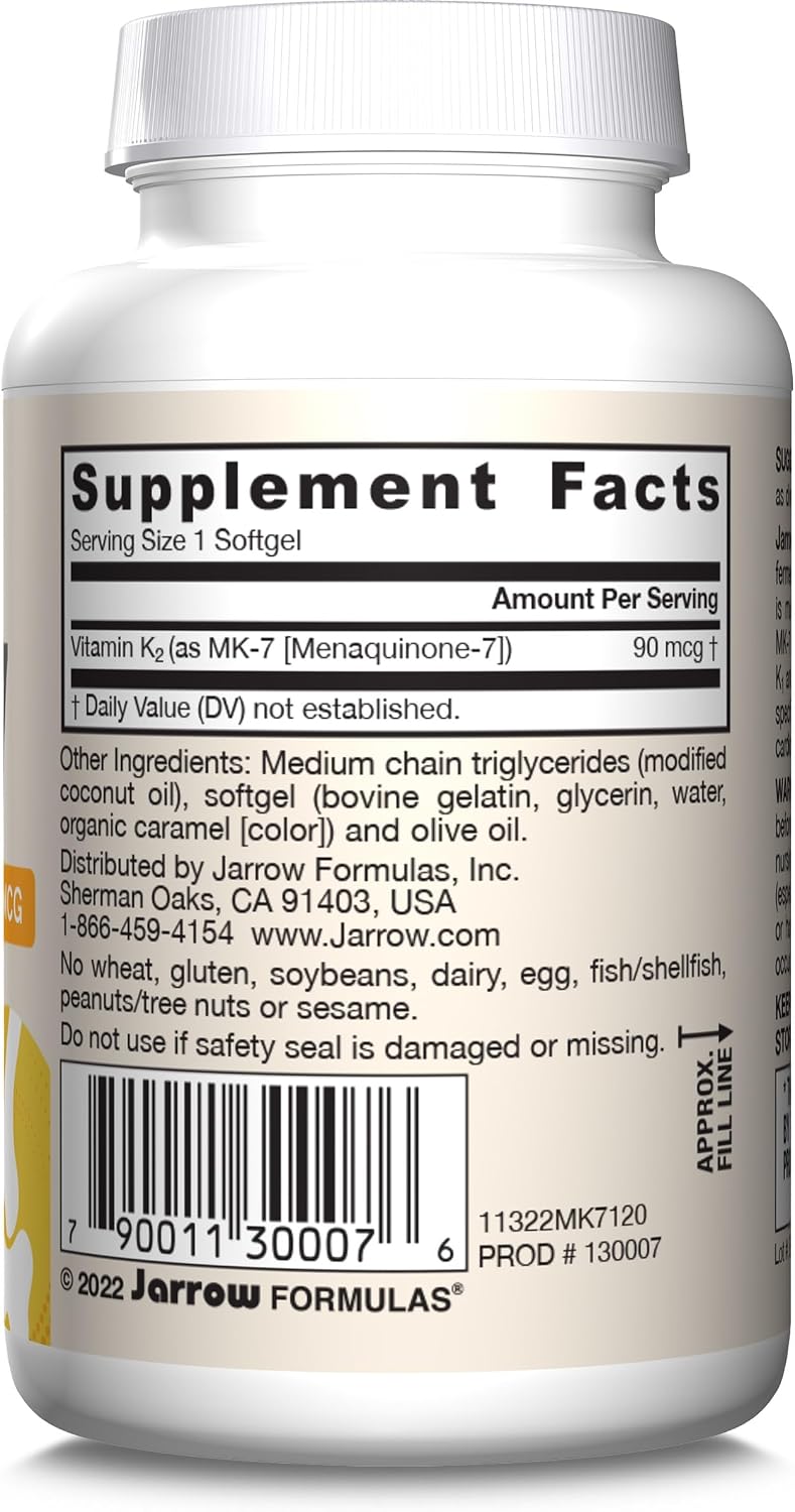 Jarrow Formulas MK-7 90mcg - Bioactive Vitamin K2 Supplement, 120 Softgels (12 Pack) - görsel 9