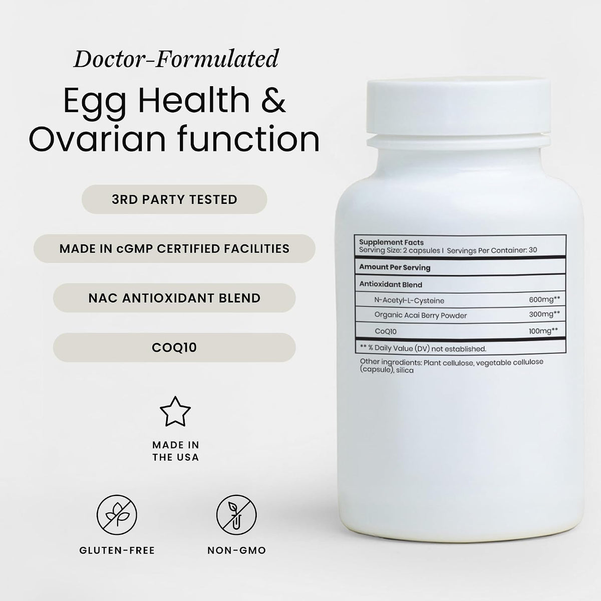 Perelel Fertility Support, Antioxidant Multivitamin with CoQ10, NAC & Açaí Berry – Image 2
